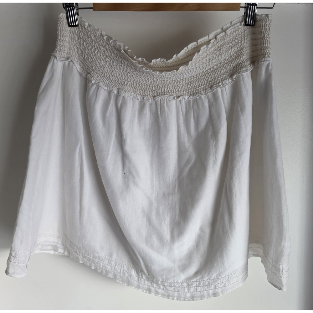 Frenchi Mini Skirt Size S White Solid Cotton Blend Women Casual Short
